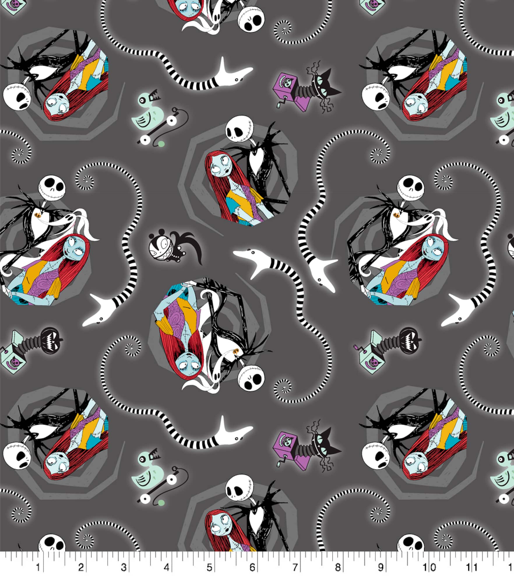 Disney Nightmare Before Christmas Jack & Sally Vortex Cotton Fabric